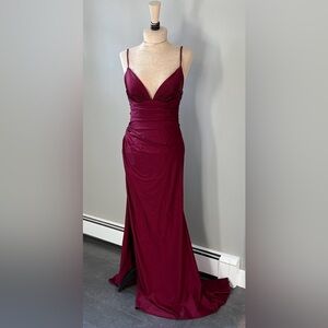 La Femme Deep Red Prom Dress